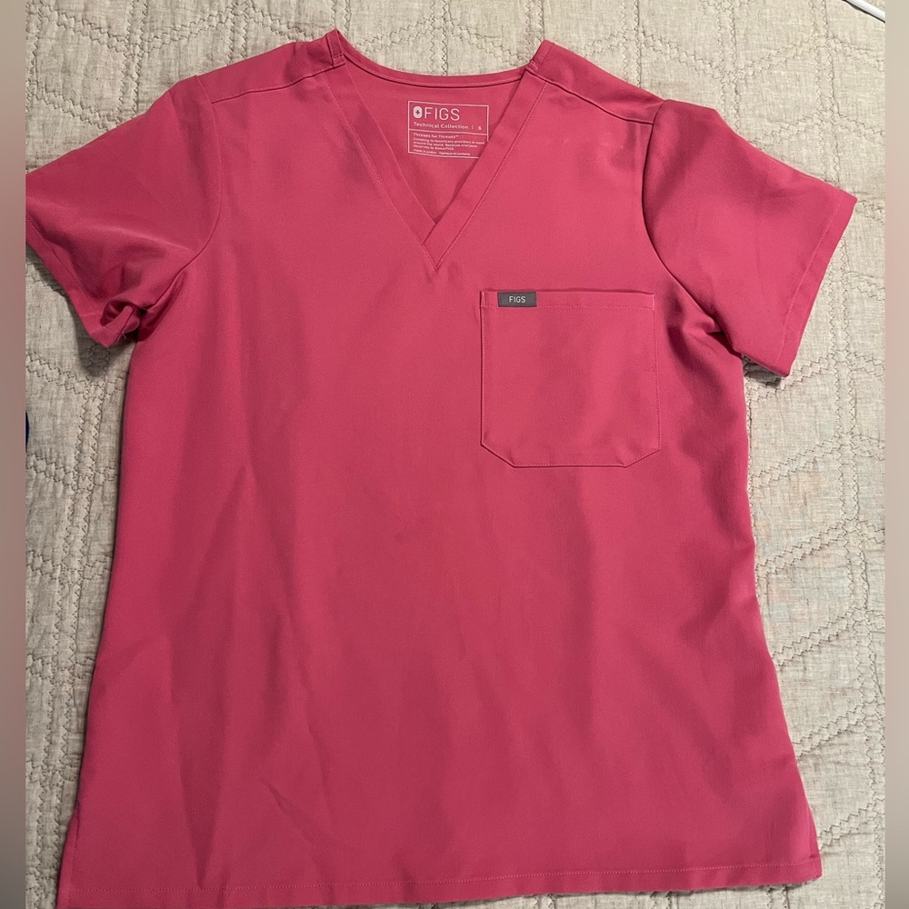 Figs Catarina scrub top F*ing Pink, size small